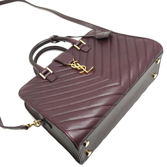 Saint Laurent Paris Cabas Shoulder Bag Leather Bordeaux - Picture 3 of 9
